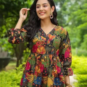 Women's Floral Printed Bell Sleeve Top