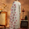Women Beige Yoke Design Silk Blend Straight Suit With Dupatta - Image 6