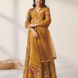 Women Mustard Foliage Suit Set