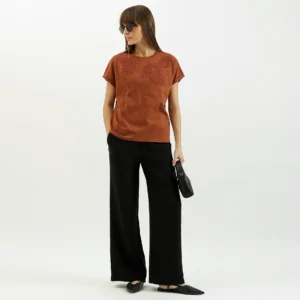 Women Round Neck Embroidered T-Shirt