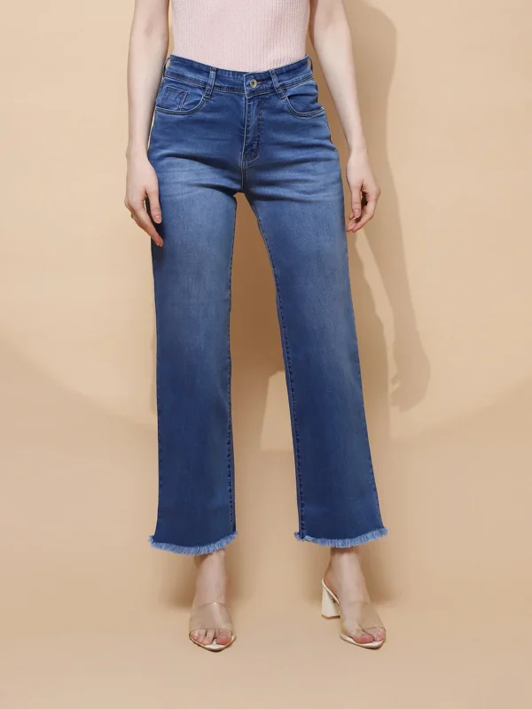 Women Blue Straight Relaxed Fit Jeans - Image 8