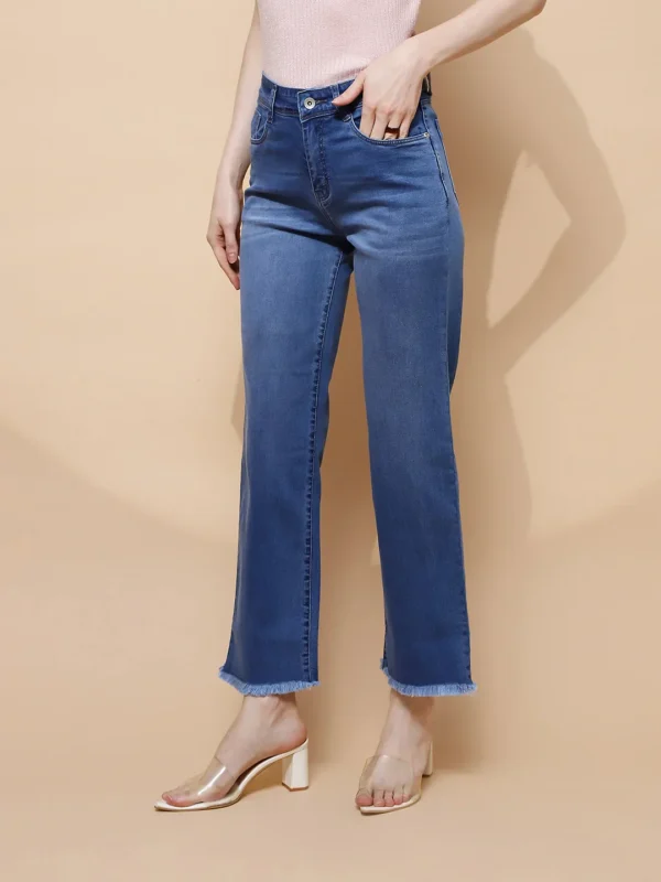 Women Blue Straight Relaxed Fit Jeans - Image 7