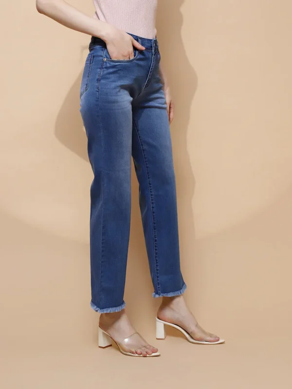 Women Blue Straight Relaxed Fit Jeans - Image 6
