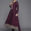 Women Purple Yoke Design Silk Blend Anarkali Suit With Dupatta - Image 2