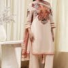 Women Peach-Toned Cotton Straight Suit Set - Image 2