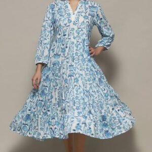 Women White Cotton Tiered Dress