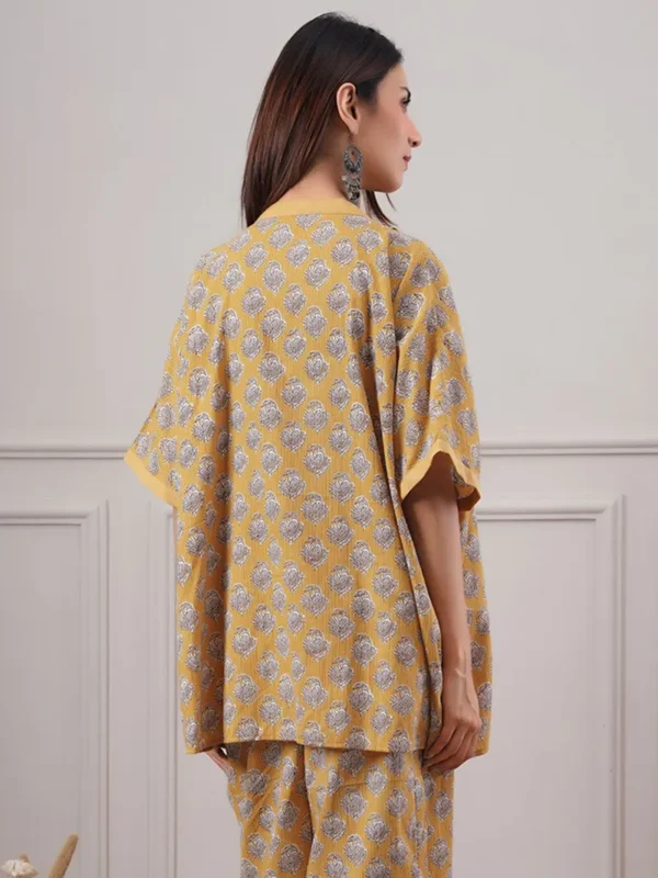 Women Mustard Yellow Printed Cotton Top - Image 2